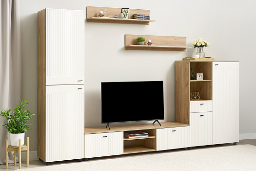 Гостиная Ливенто дуб золотой / белый матовый