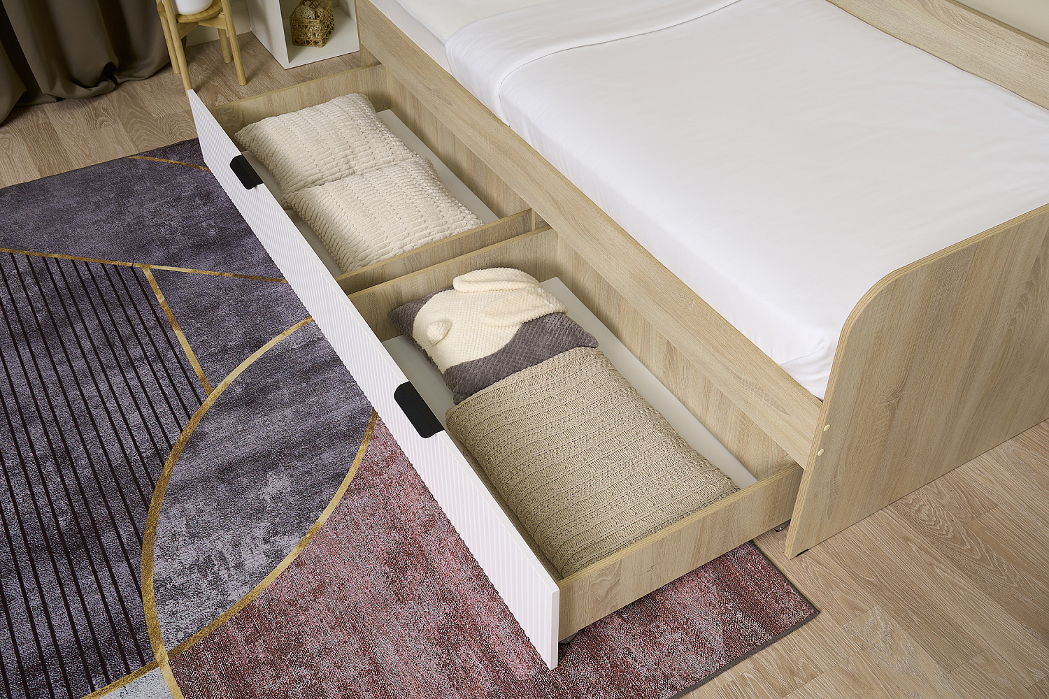 Кровать Норд Line КРД03-90 0.9 м дуб сонома / софт пломбир