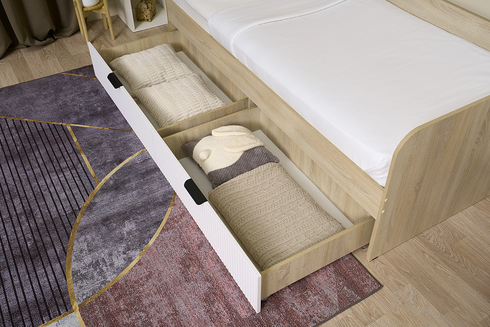 Кровать Норд Line КРД03-90 0.9 м дуб сонома / софт пломбир