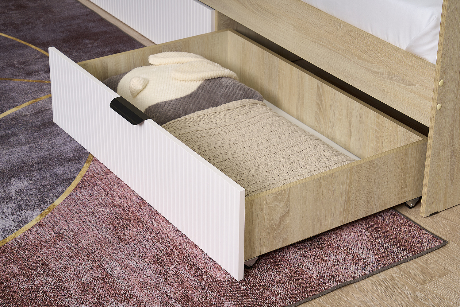 Кровать Норд Line КРД03-90 0.9 м дуб сонома / софт пломбир