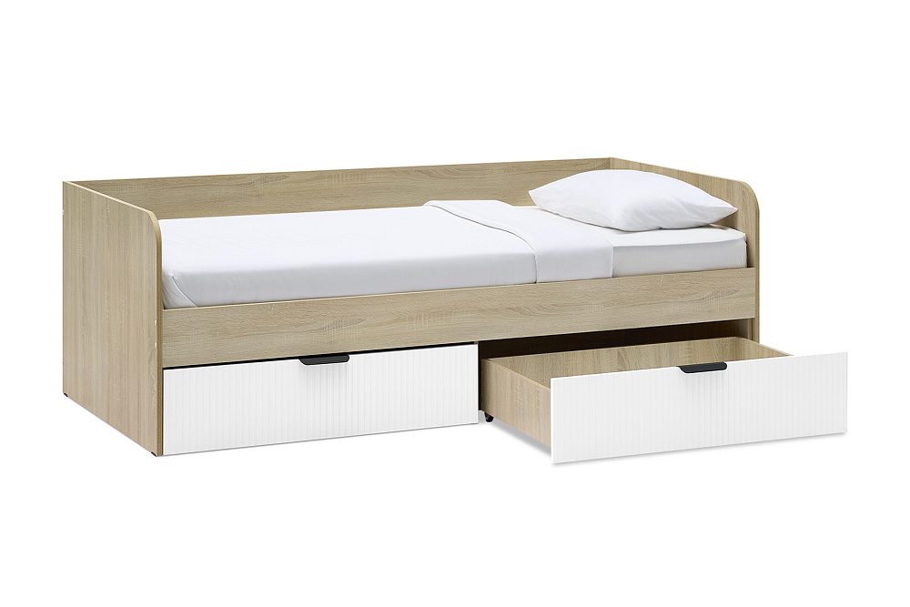 Кровать Норд Line КРД03-90 0.9 м дуб сонома / софт пломбир