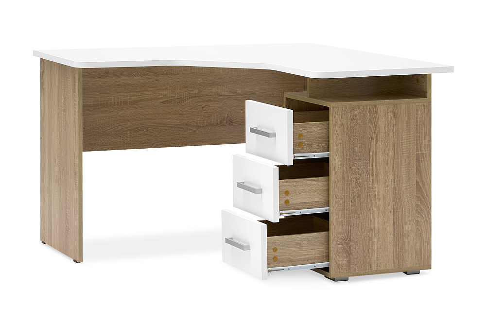 Стол компьютерный угловой Лайт-2 дуб сонома / белый