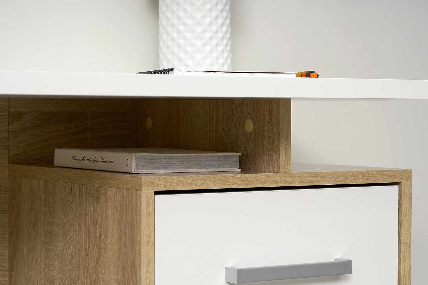 Стол компьютерный Лайт-2 дуб сонома / белый