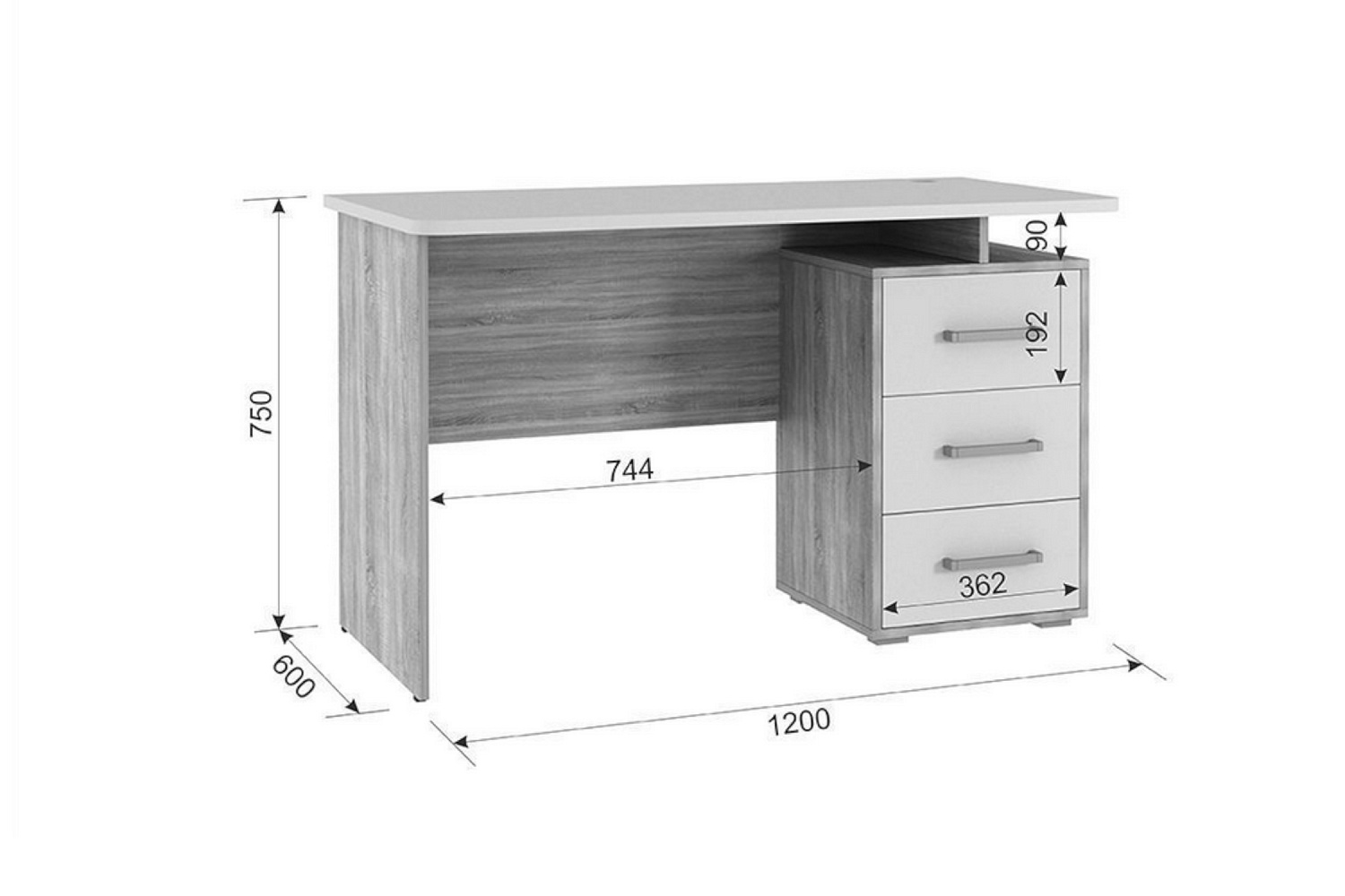 Стол компьютерный Лайт-2 дуб сонома / белый