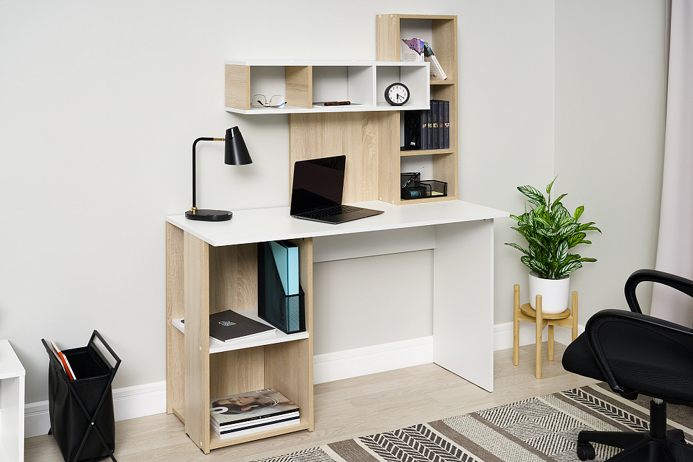 Компьютерный стол Олимп дуб сонома / белый