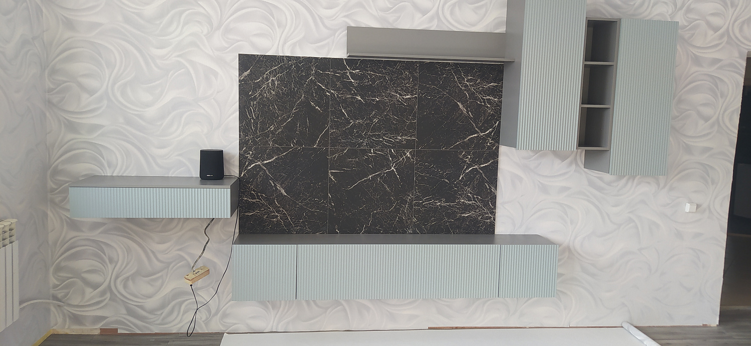 Стенка Сканди серый шифер / грин грей софт  