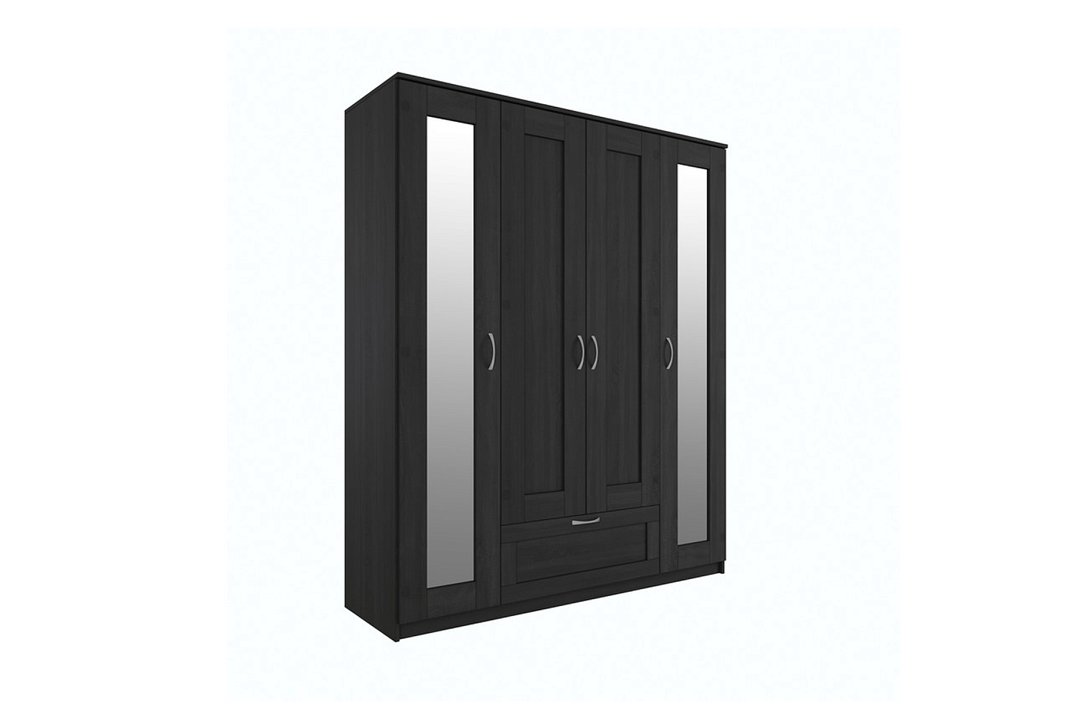 Шкаф четырехстворчатый Сириус венге с одним ящиком и двумя зеркалами