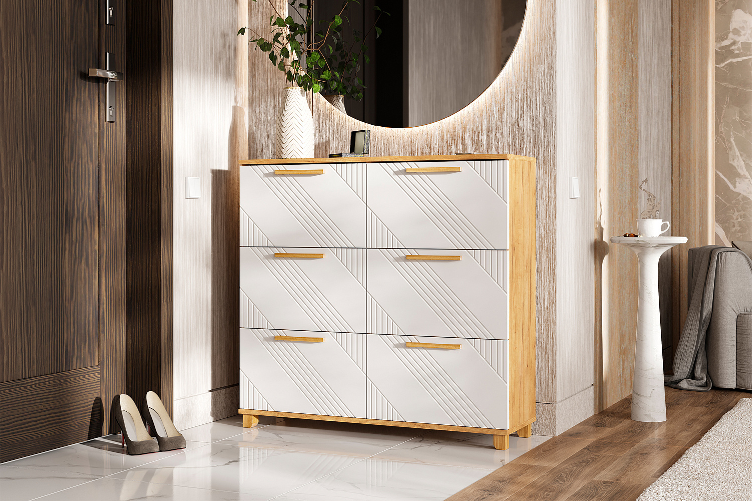 Обувница Ирис дуб крафт / браш вайт