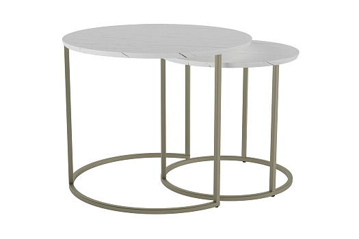 Комплект журнальных столов Лесли белый мрамор / титан