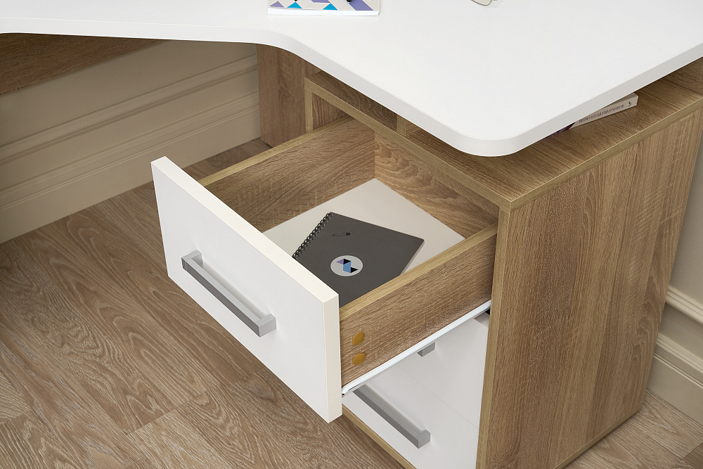 Стол компьютерный угловой Лайт-2 дуб сонома / белый