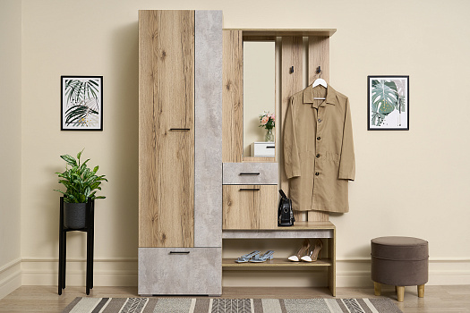 Прихожая Фелория дуб делано / цемент светлый