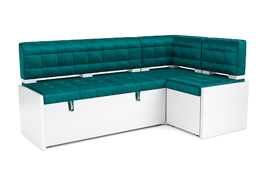 Кухонный угловой диван дельфин Ганновер вельвет изумрудный