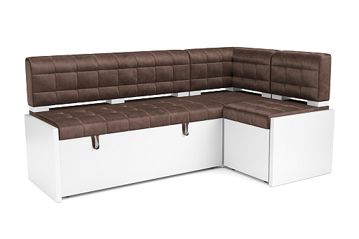 Кухонный угловой диван дельфин Ганновер вельвет шоколадный