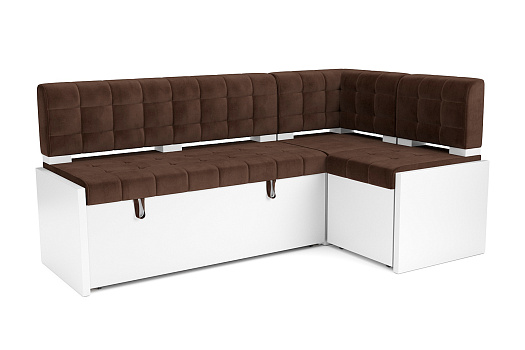 Кухонный угловой диван дельфин Ганновер велюр молочный шоколад