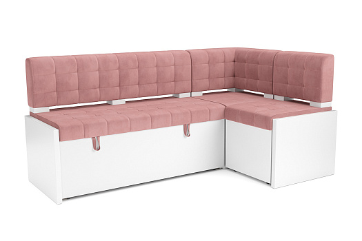 Кухонный угловой диван дельфин Ганновер велюр пудровый