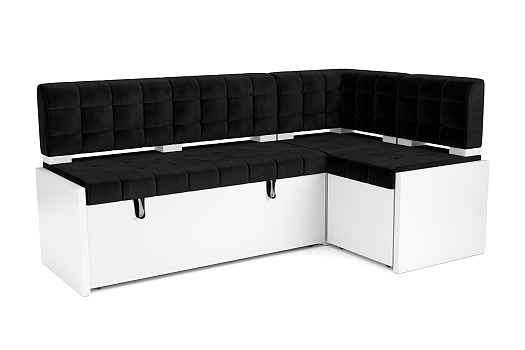 Кухонный угловой диван дельфин Ганновер велюр черный