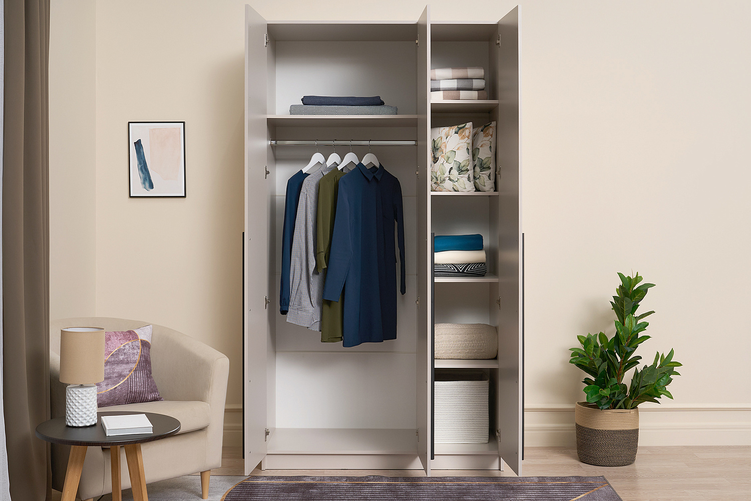 Шкаф 3-х створчатый Берген с зеркалами кашемир