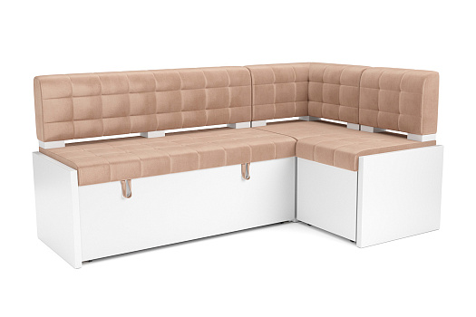 Кухонный угловой диван дельфин Ганновер микровелюр бежевый