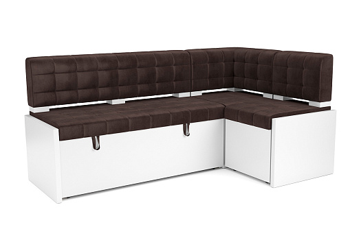Кухонный угловой диван дельфин Ганновер микровелюр коричневый