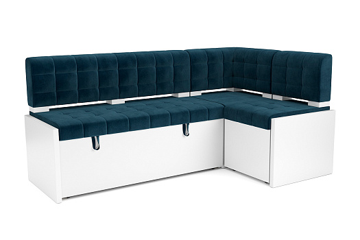 Кухонный угловой диван дельфин Ганновер велюр темно-синий