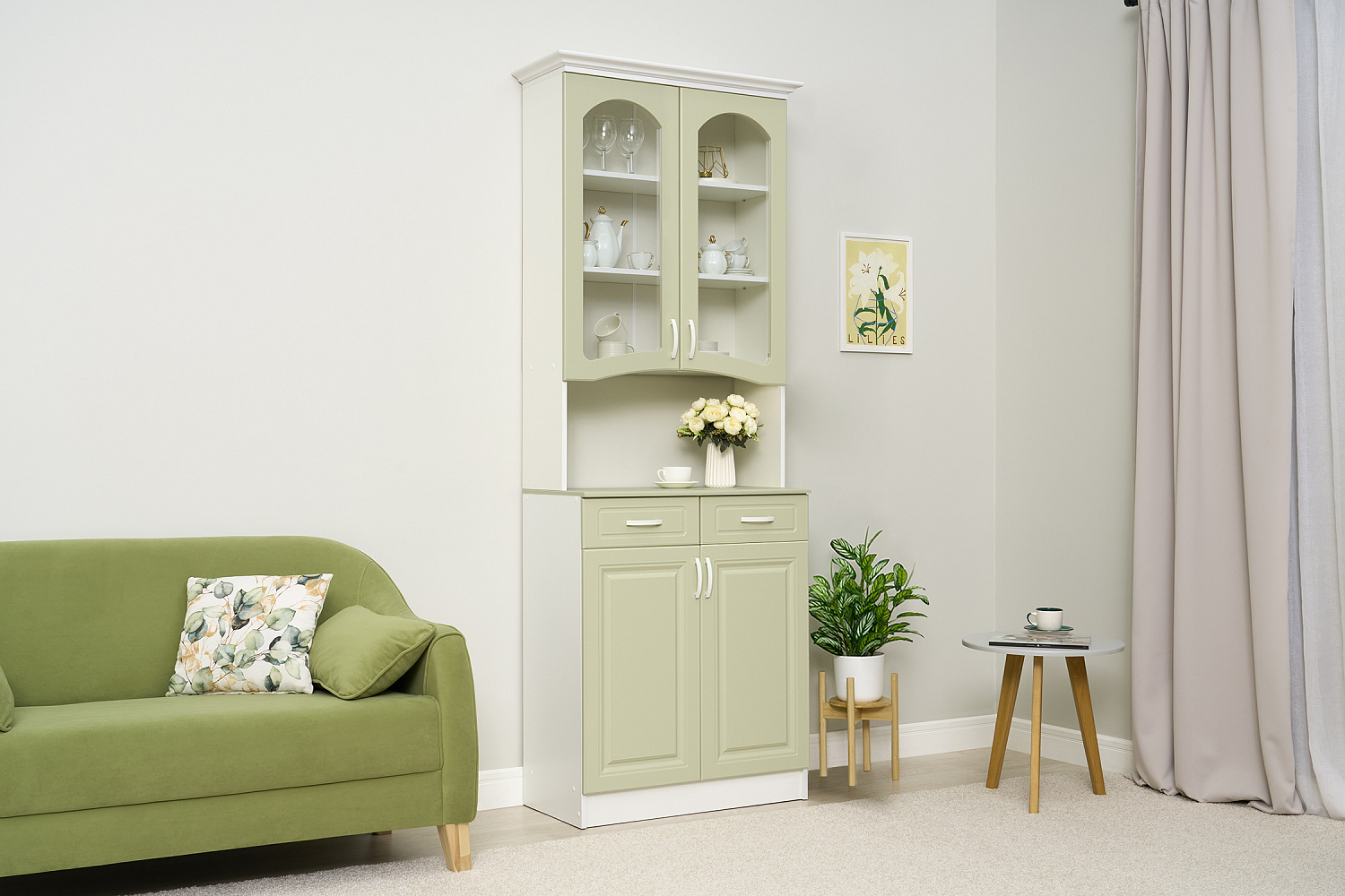 Буфет Констанция 2-х створчатый фисташковый