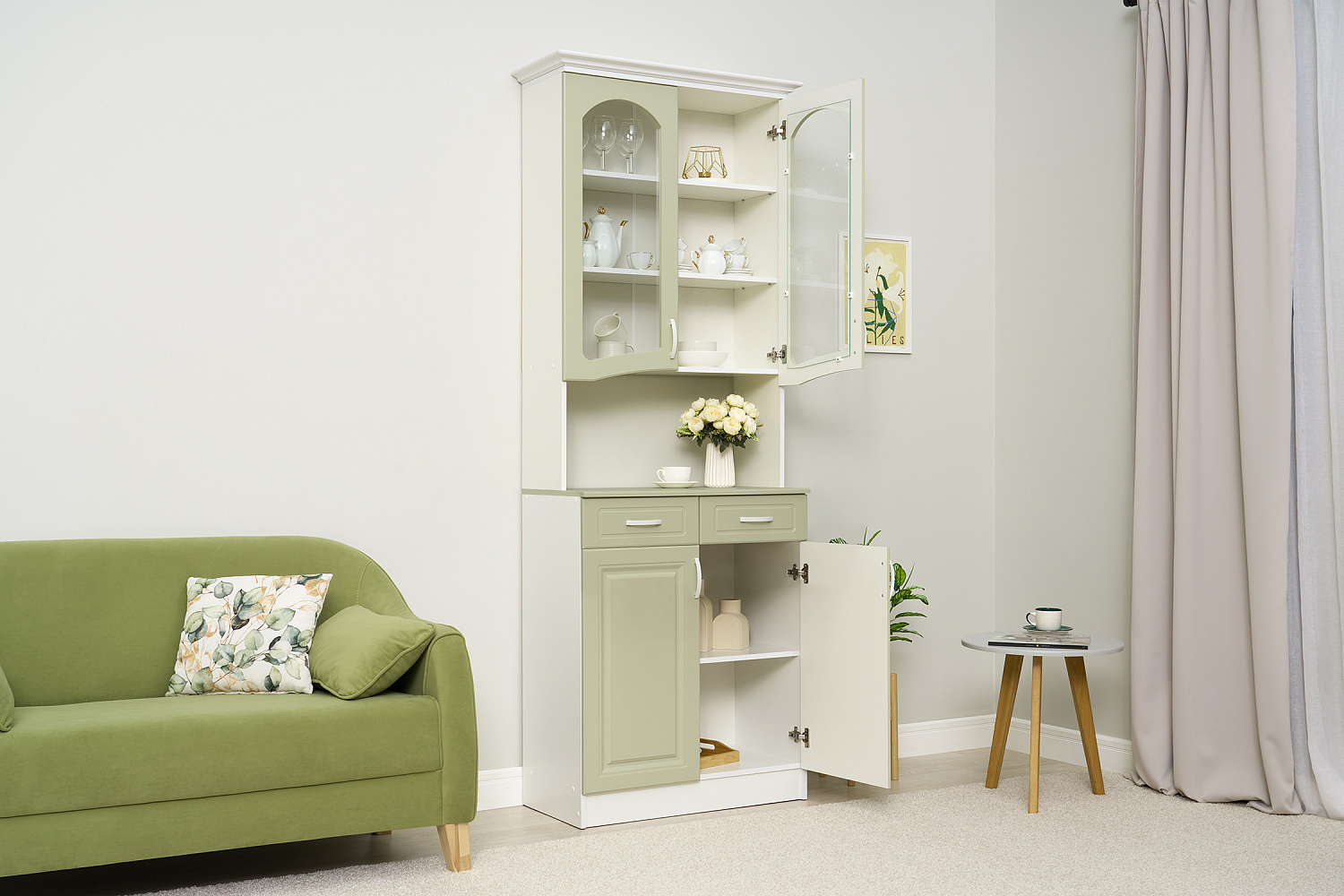 Буфет Констанция 2-х створчатый фисташковый