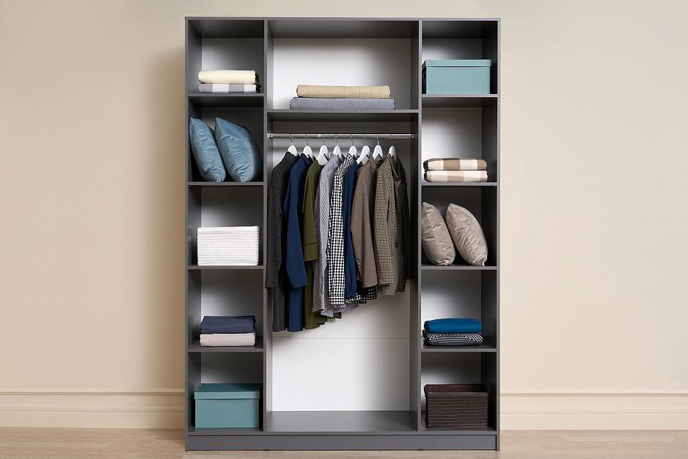 Шкаф 4-х створчатый Берген 1.6 м с зеркалами серый графит