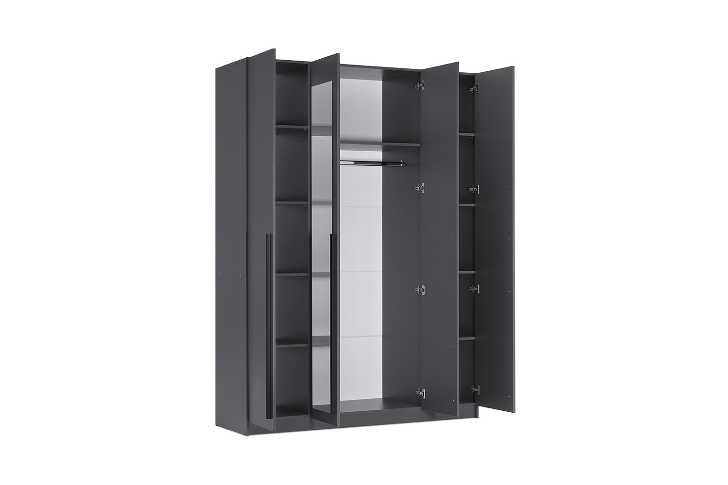 Шкаф 4-х створчатый Берген 1.6 м с зеркалами серый графит