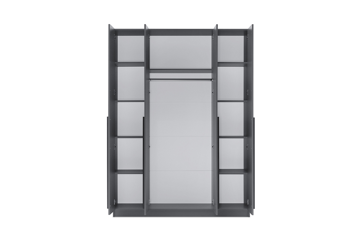 Шкаф 4-х створчатый Берген 1.6 м с зеркалами серый графит