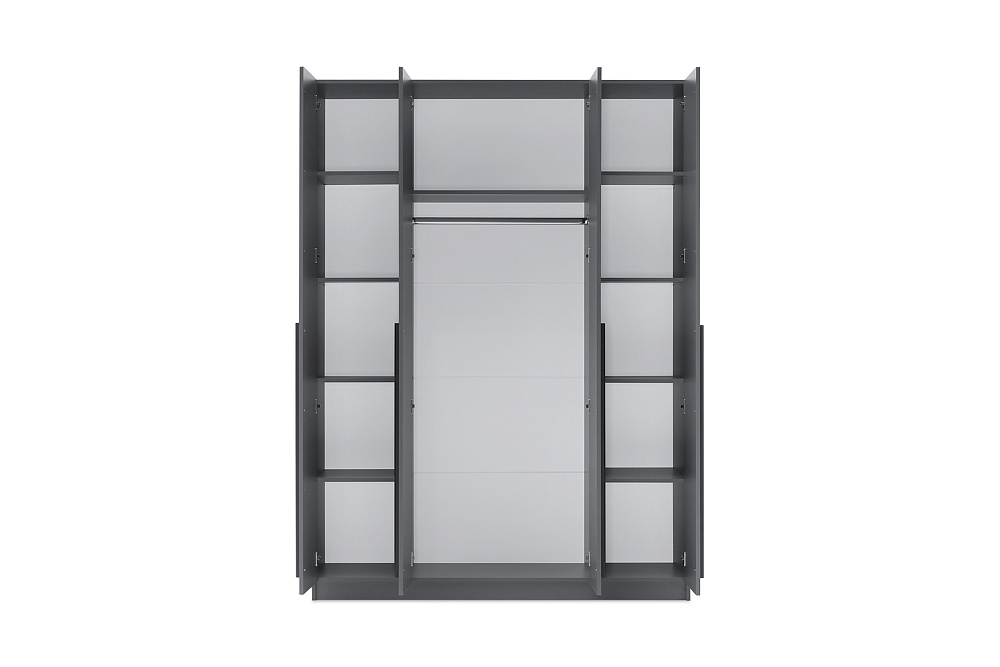 Шкаф 4-х створчатый Берген 1.6 м с зеркалами серый графит
