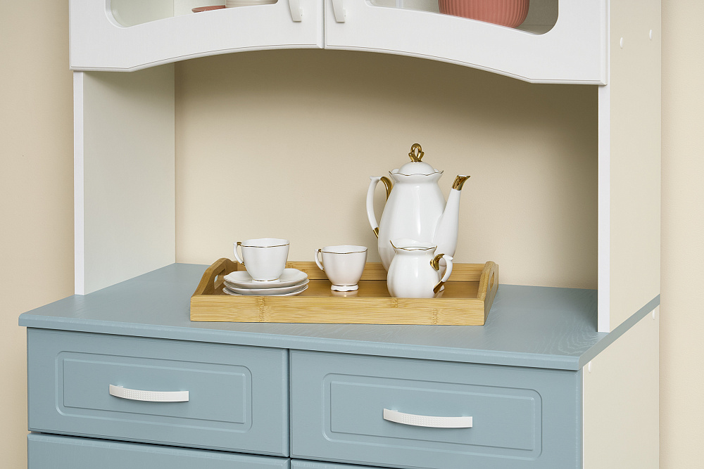 Буфет Констанция 2-х створчатый белый матовый / голубой