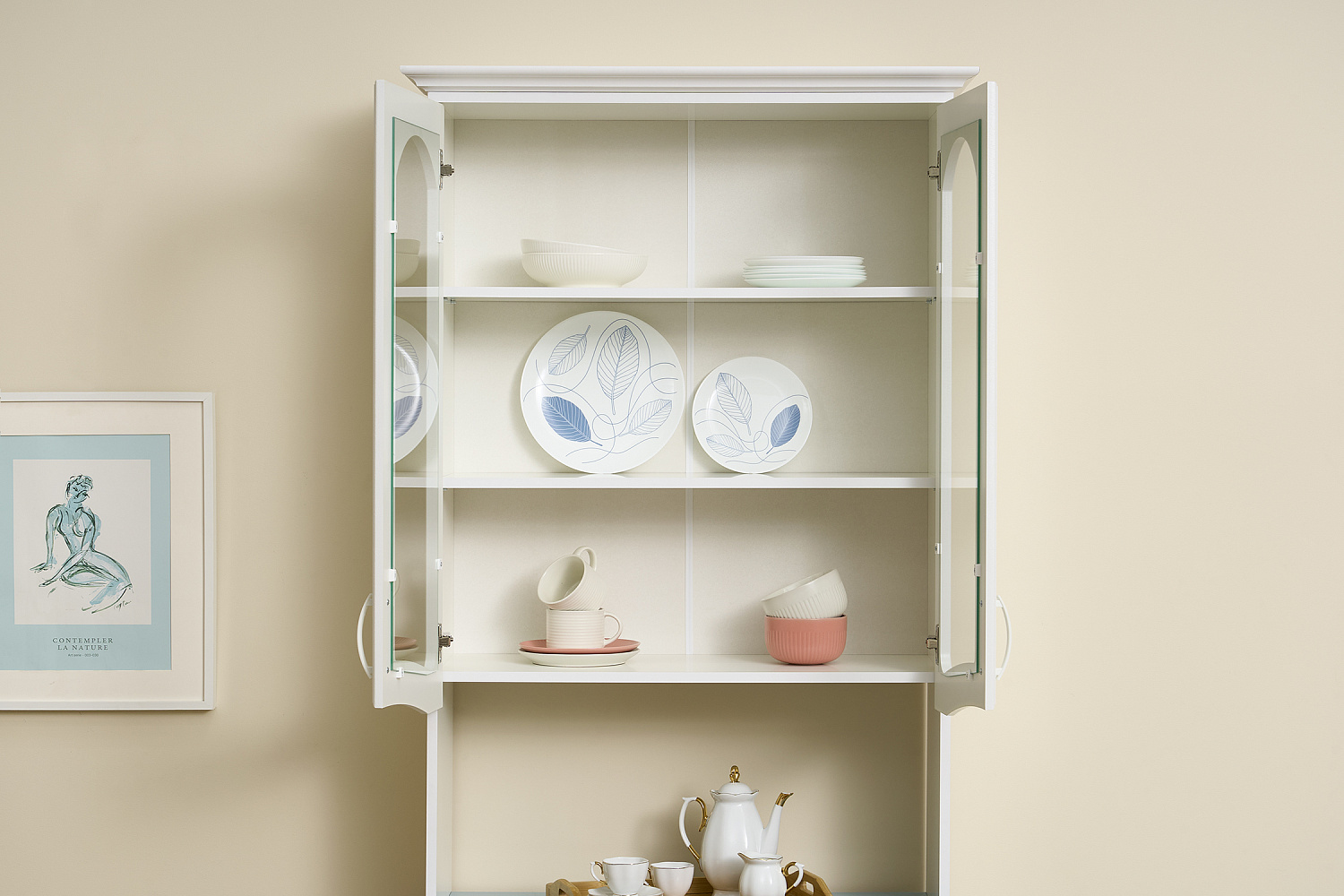 Буфет Констанция 2-х створчатый белый матовый / голубой