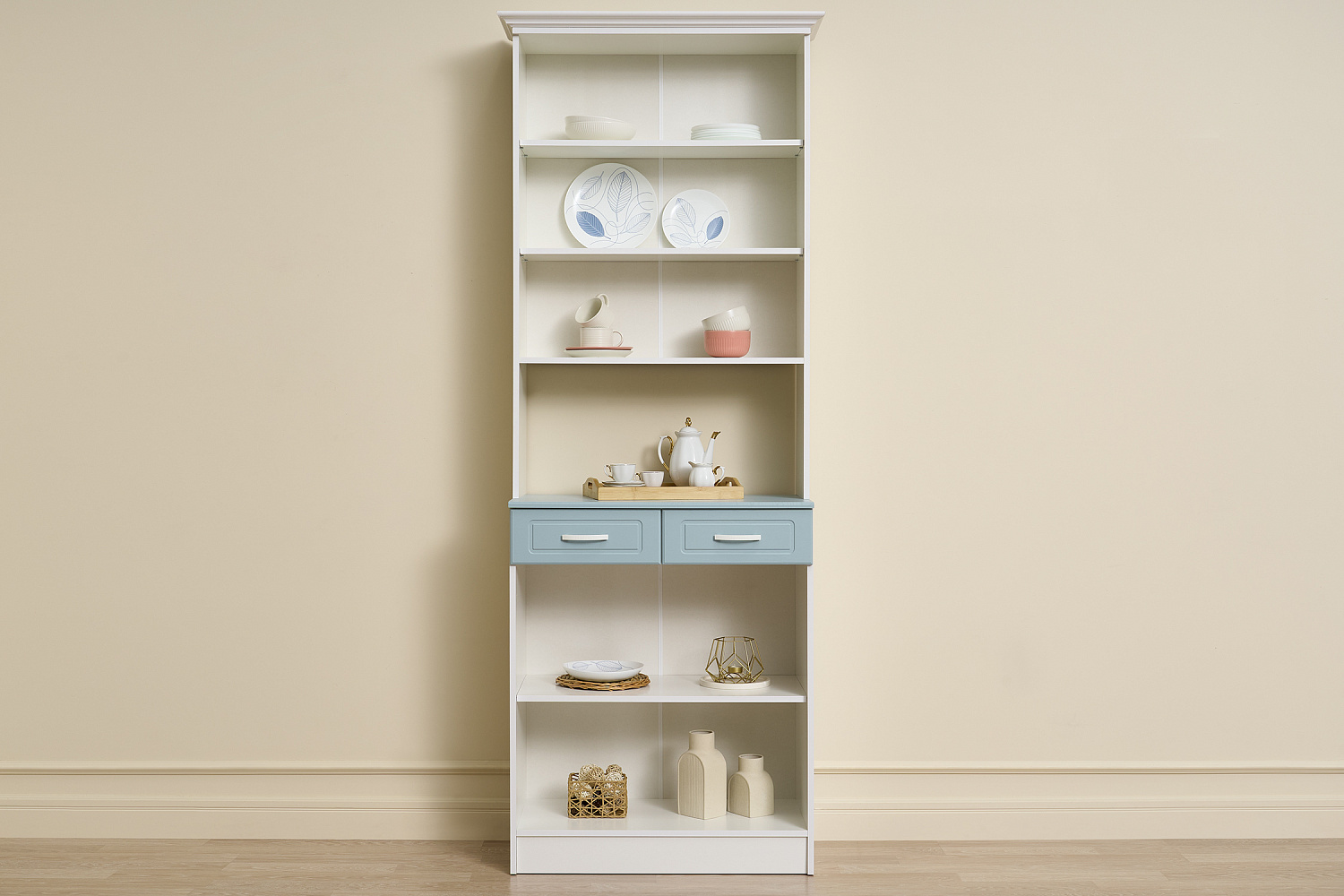 Буфет Констанция 2-х створчатый белый матовый / голубой