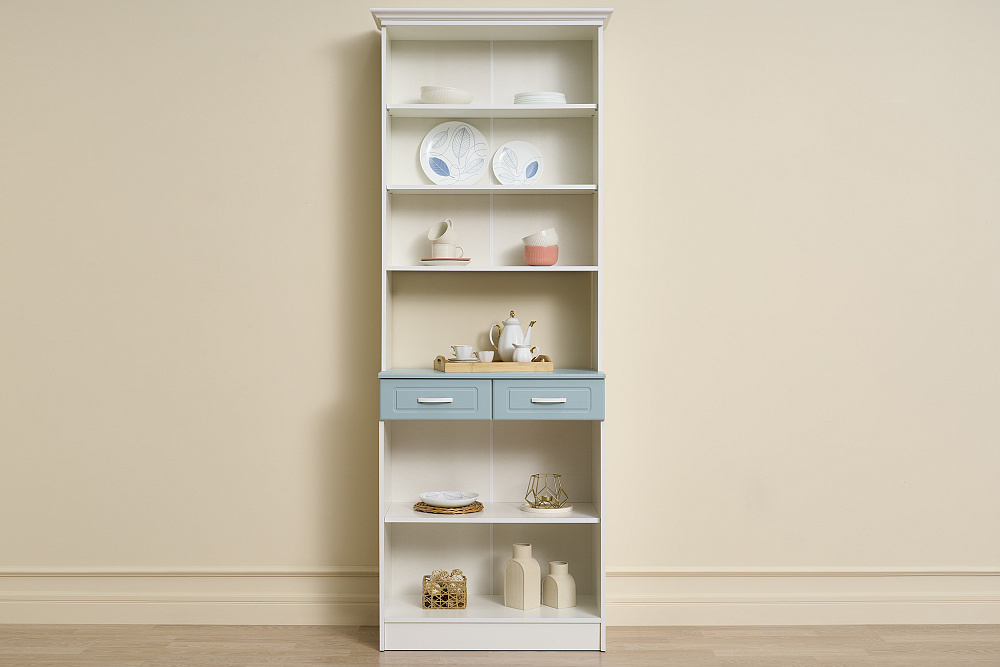 Буфет Констанция 2-х створчатый белый матовый / голубой