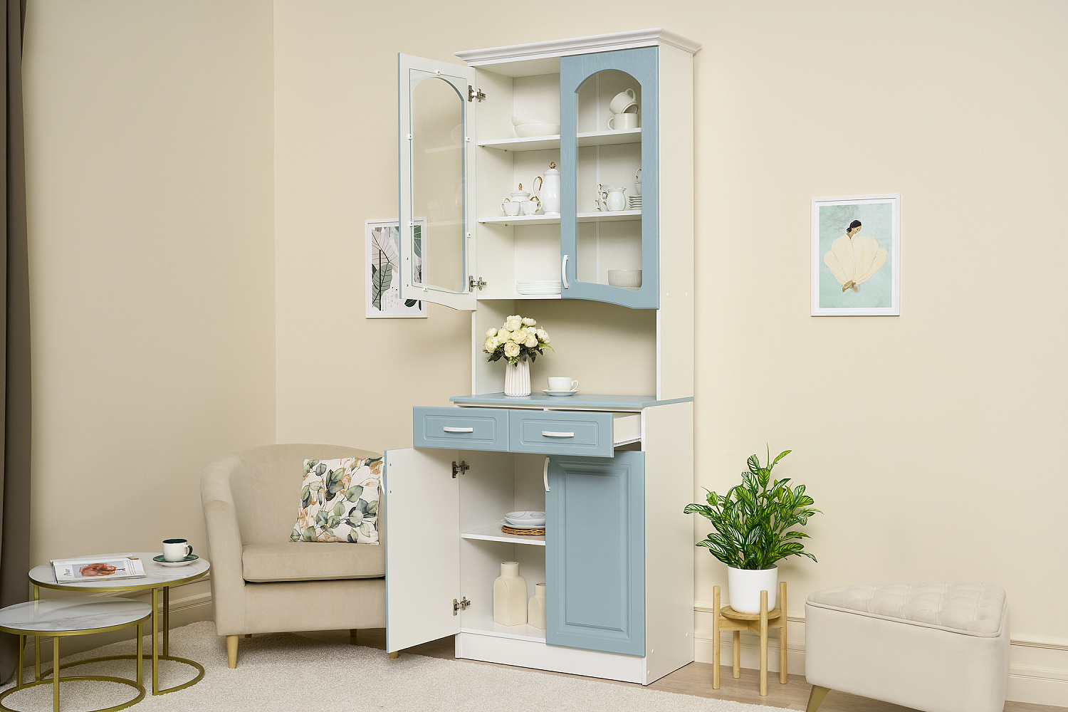 Буфет Констанция 2-х створчатый голубой