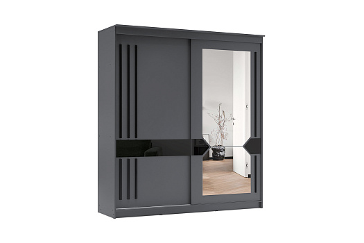 Шкаф-купе Келтор 2.0 м графит серый / лакобель / черный матовый