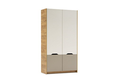 Шкаф двухдверный Rich ШК-002 дуб крафт золотой / миндаль / глиняный серый