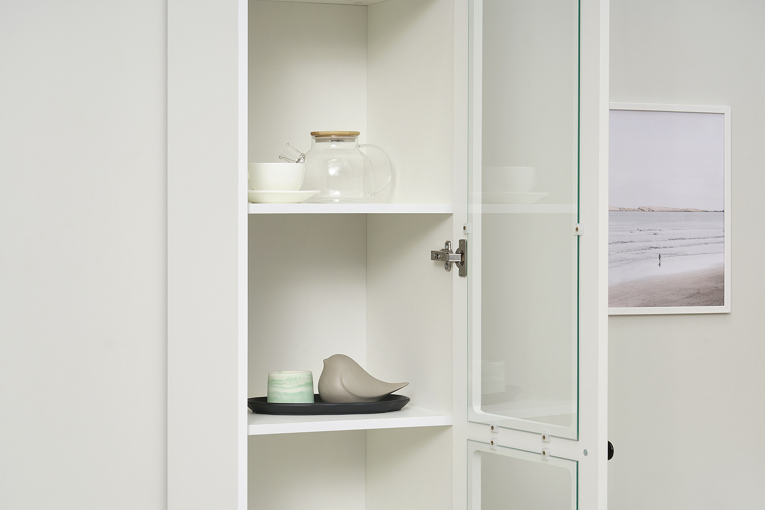 Шкаф-витрина Остин 16.394.03 белый шагрень / дуб золотой