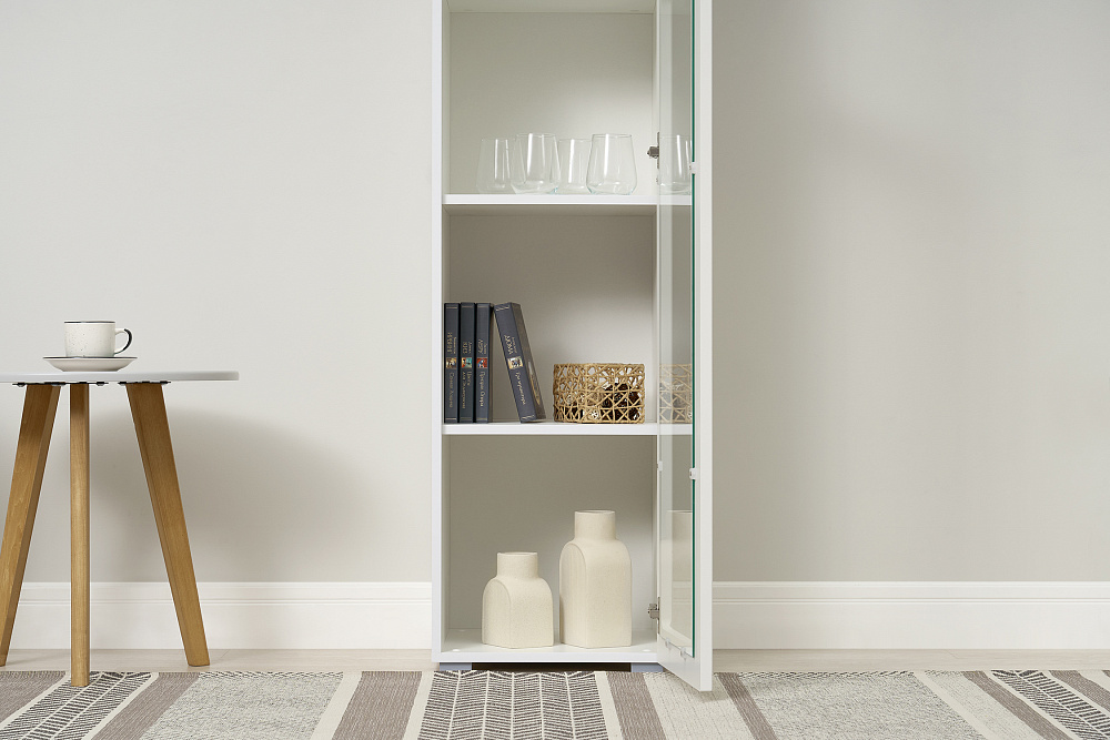 Шкаф-витрина Остин 16.394.03 белый шагрень / дуб золотой