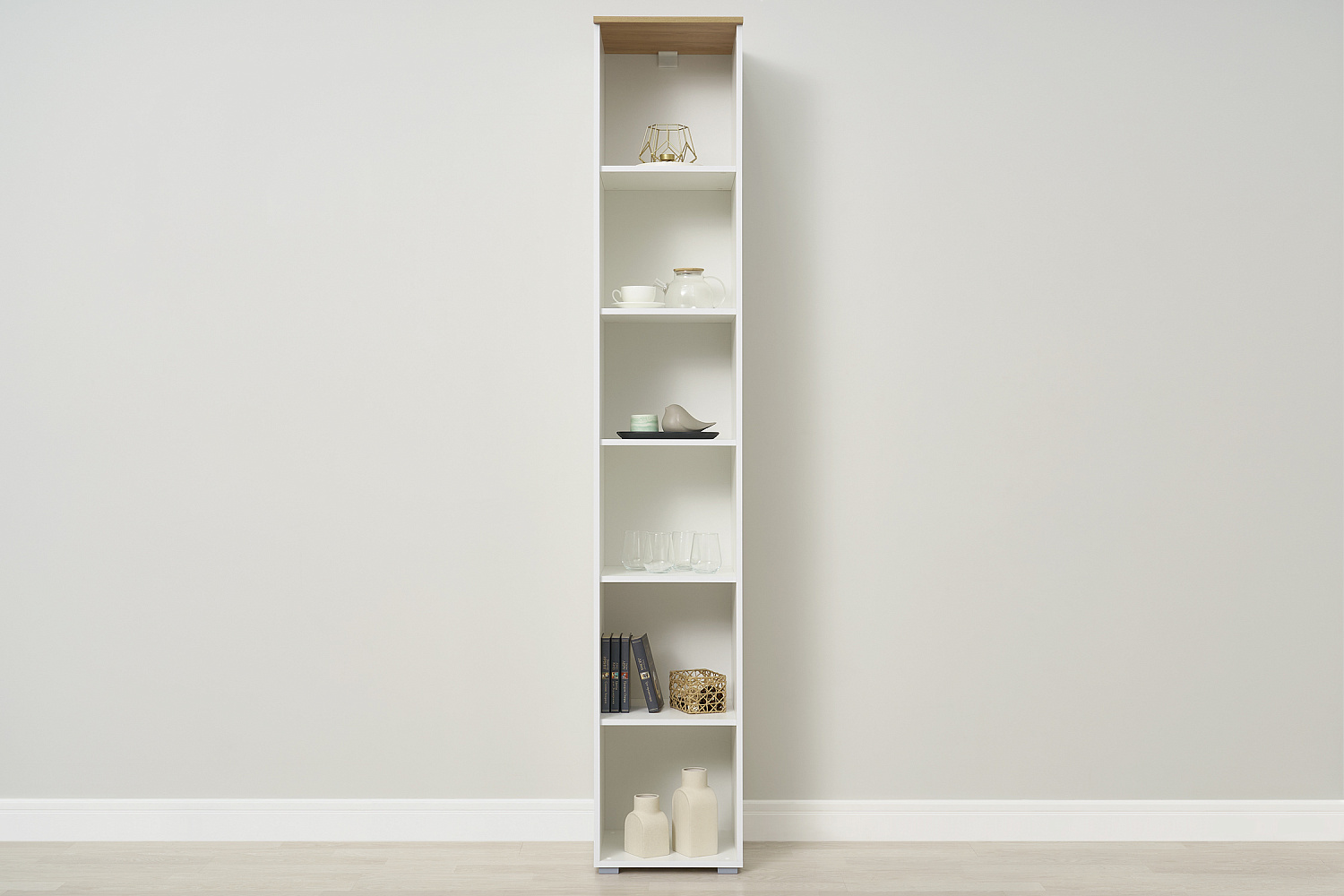 Шкаф-витрина Остин 16.394.03 белый шагрень / дуб золотой