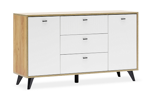 Комод двухстворчатый с 3-мя ящиками Ливенто дуб золотой / белый матовый