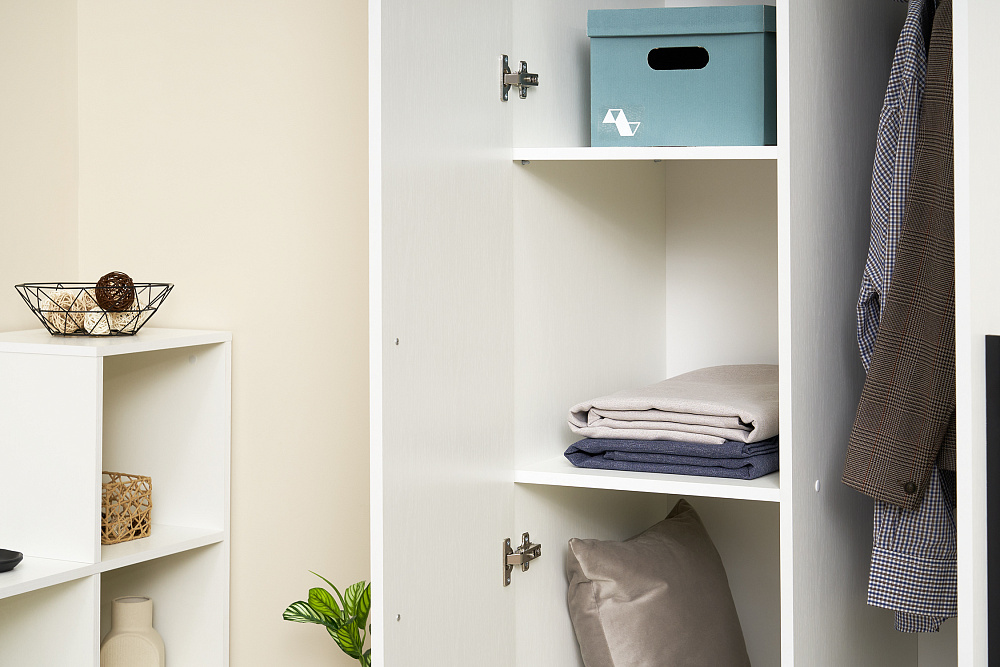 Шкаф 2-х створчатый Берген с зеркалами белое дерево