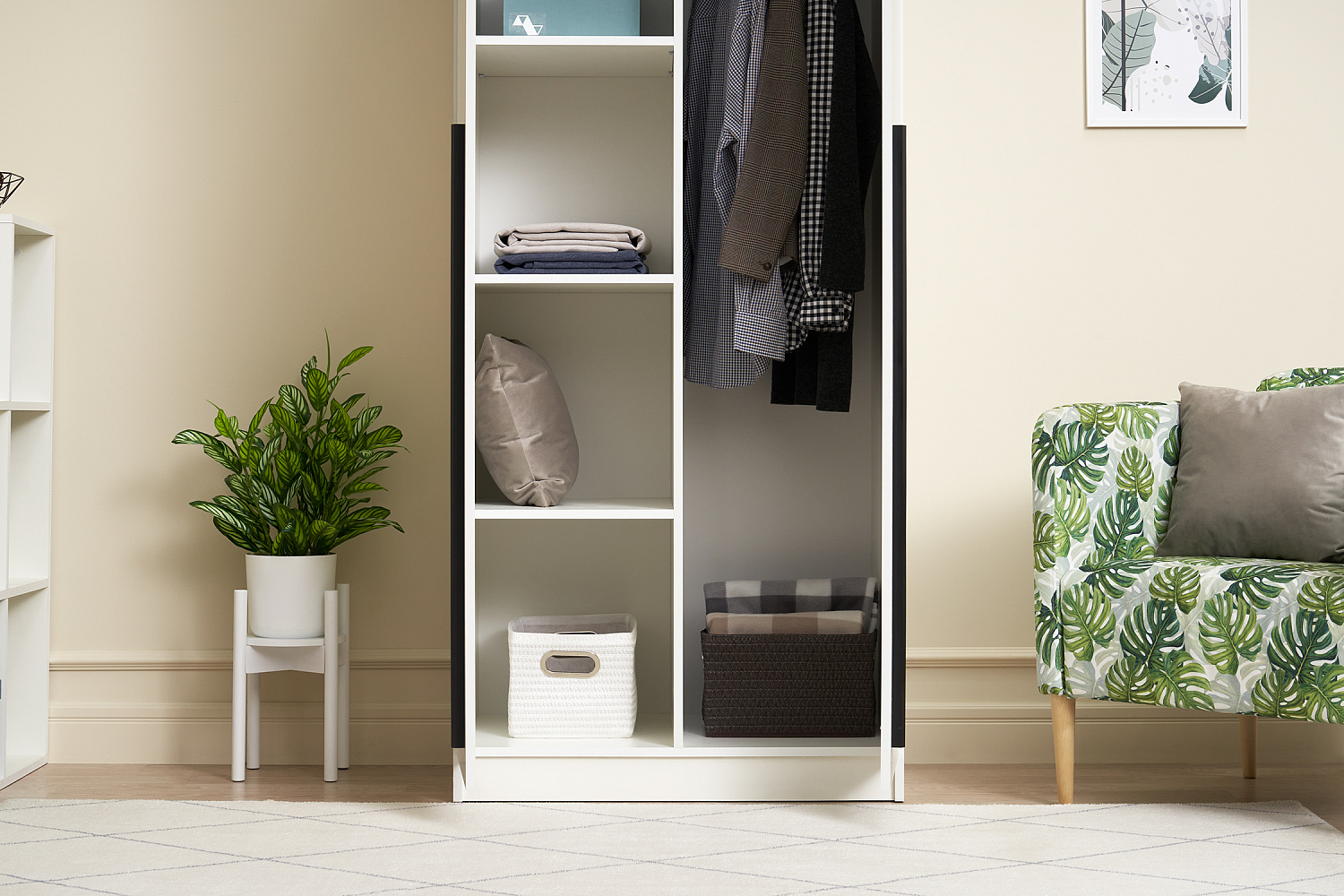 Шкаф 2-х створчатый Берген с зеркалами белое дерево