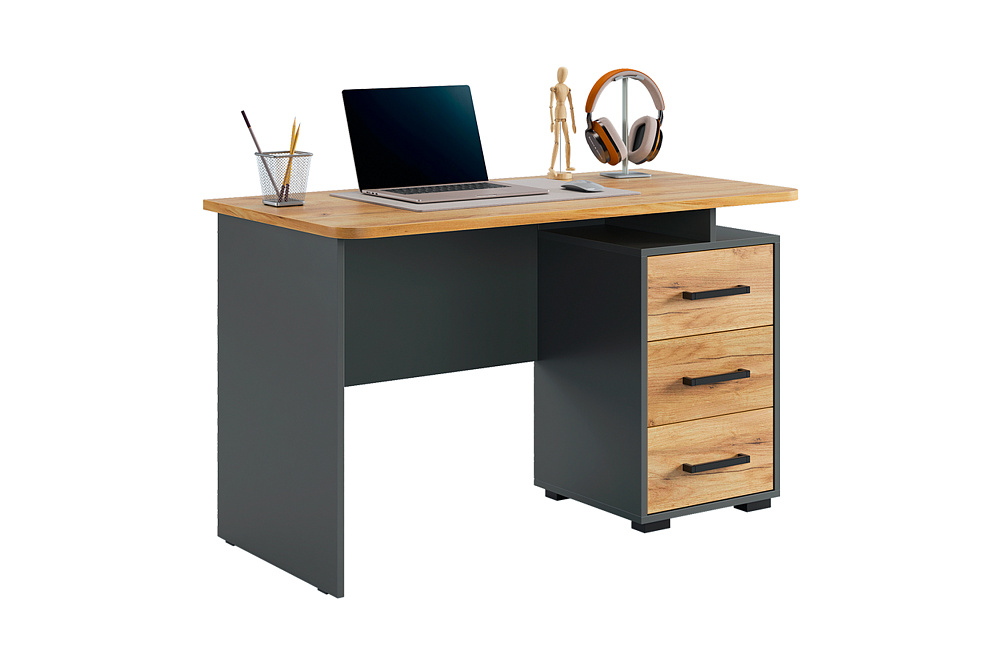 Стол компьютерный Лайт-2 графит / дуб крафт золотой