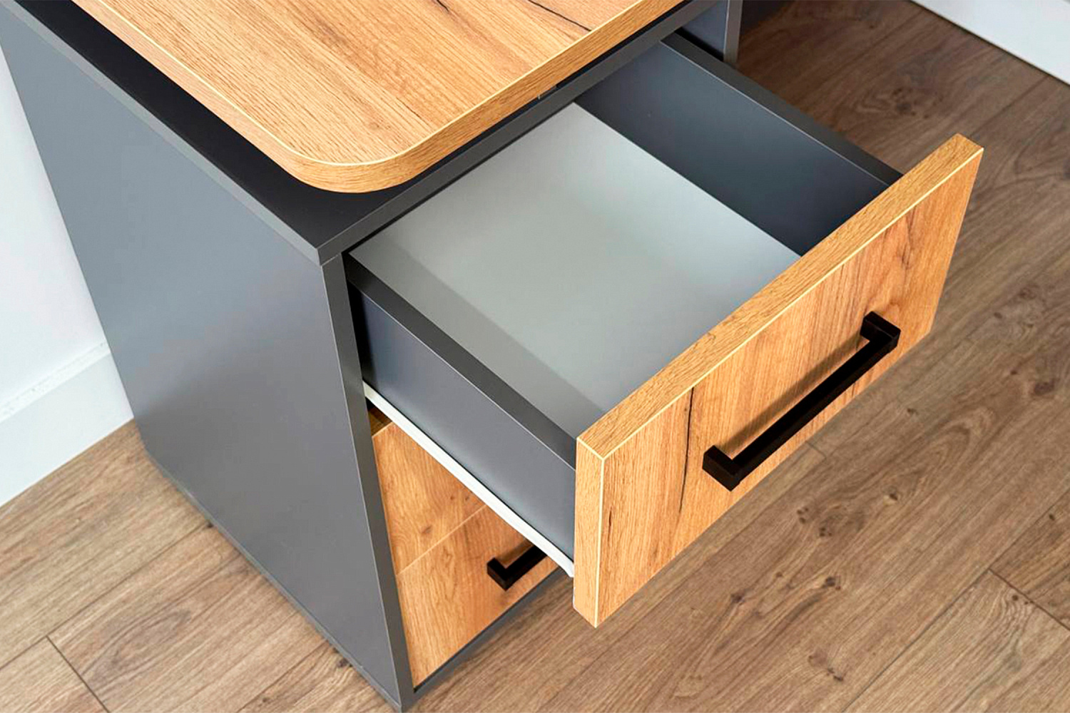 Стол компьютерный Лайт-2 графит / дуб крафт золотой