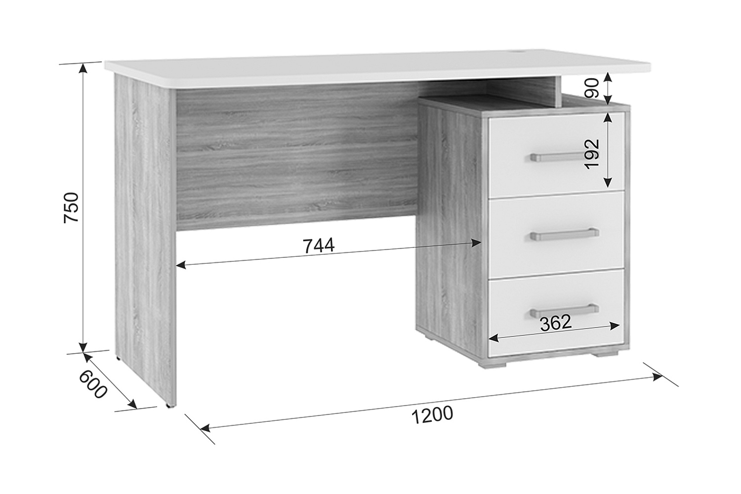 Стол компьютерный Лайт-2 графит / дуб крафт золотой
