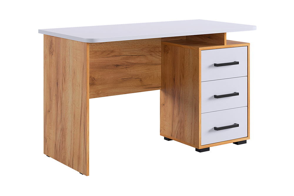 Стол компьютерный Лайт-2 дуб крафт золотой / белый