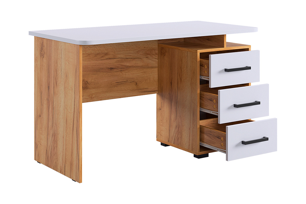 Стол компьютерный Лайт-2 дуб крафт золотой / белый