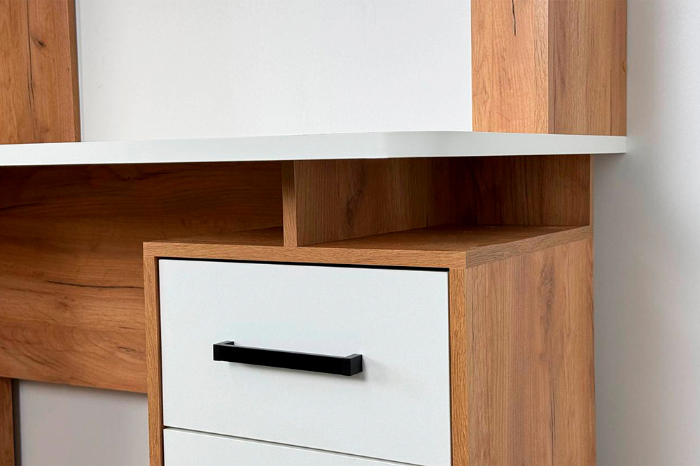 Стол компьютерный Лайт-2 дуб крафт золотой / белый