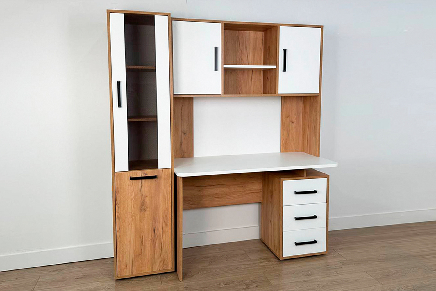 Стол компьютерный Лайт-2 дуб крафт золотой / белый